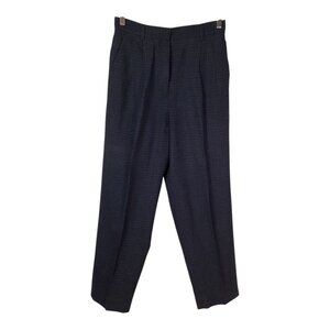 Vintage Liz Claiborne Navy Wool‎ Blend Pleated Trousers Women's Size Petite 10